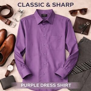 Murano Purple Dress Shirt Mens 15.5 Slim Fit Button Front Long Sleeve
